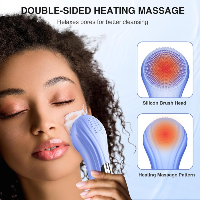ERROWIN 5 Modes Silicone Face Scrubber, Waterproof Face Scrubber Exfoliator for Men & Women, Rechargeable Electric Facial Cleansing Brush for Deep Cleansing, Exfoliating, Massage (Blue) - Image 5